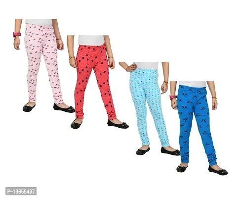Fabulous Multicoloured Cotton Printed Leggings For Girls Pack Of 4-thumb0