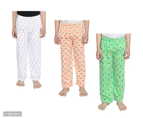 Stylish Cotton Printed Pyjama For Girls Pack Of 3