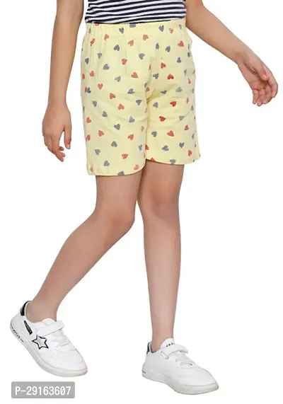 Stylish Yellow Cotton Printed Regular Shorts For Girls-thumb5