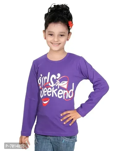 IndiWeaves Girls Cotton Purple Full Sleeves Printed T-Shirts(10200-11-IW-XXL_XX-Large)-thumb2