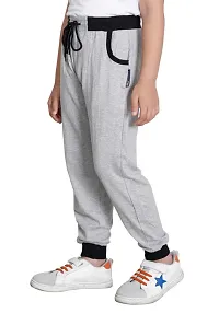 Charming Grey Cotton Solid Track Pant For Boys-thumb2