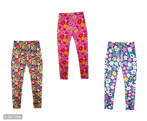 Fabulous Multicoloured Polyester Printed Leggings For Girls Pack Of 3