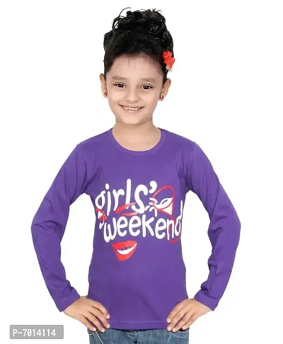 IndiWeaves Girls Cotton Purple Full Sleeves Printed T-Shirts(10200-11-IW-XL_X-Large)-thumb3