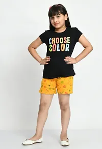 Fabulous Yellow Cotton Printed Shorts Hot Pant For Girls-thumb1