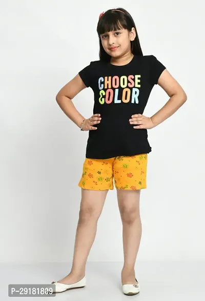 Fabulous Yellow Cotton Printed Shorts Hot Pant For Girls-thumb2