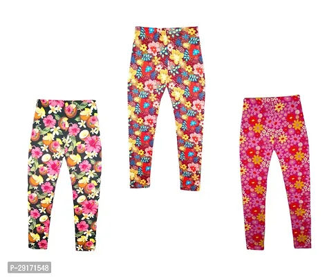 Fabulous Multicoloured Polyester Printed Leggings For Girls Pack Of 3-thumb0