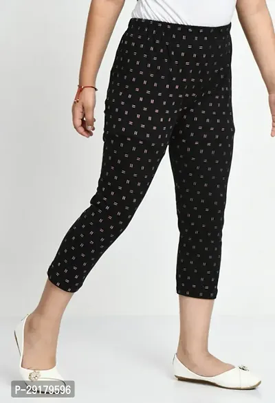 Fabulous Black Cotton Printed Capri For Girls-thumb4