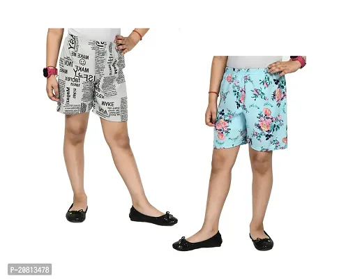 Fabulous  Multicoloured Crepe Printed Shorts For Girls Pack Of 2-thumb0