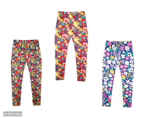 Fabulous Multicoloured Polyester Printed Leggings For Girls Pack Of 3