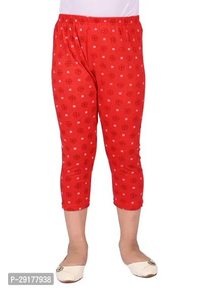 Fabulous Red Cotton Printed Capri For Girls-thumb0