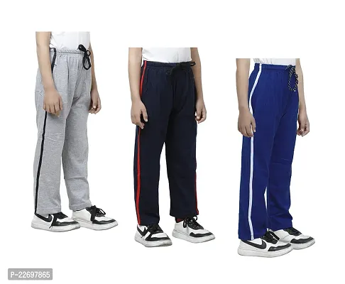 Charming Multicoloured Cotton Solid Track Pant For Boys Pack Of 3-thumb0