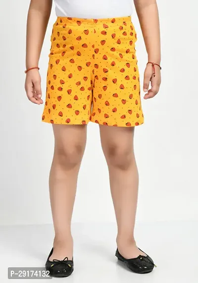 Fabulous Yellow Cotton Printed Short For Girls-thumb3