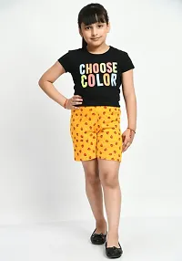 Fabulous Yellow Cotton Printed Short For Girls-thumb1