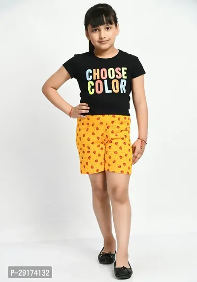 Fabulous Yellow Cotton Printed Short For Girls-thumb2