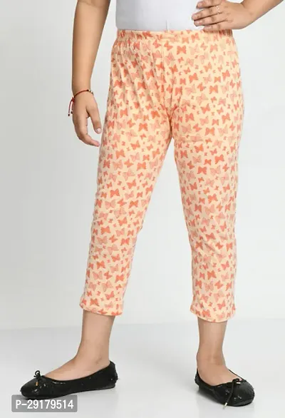 Fabulous Peach Cotton Printed Capri For Girls-thumb0