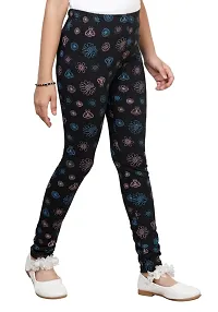 Stylish Black Cotton Blend Printed Leggings For Girl-thumb4