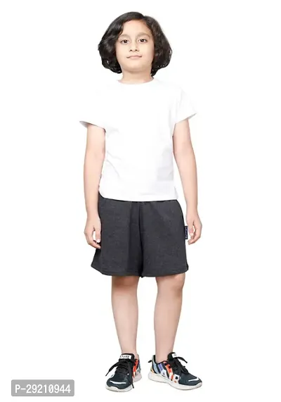 Elegant Grey Cotton Blend Solid Shorts For Boys-thumb2