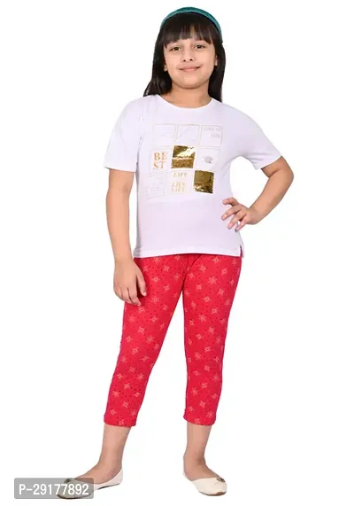 Fabulous Magenta Cotton Printed Capri For Girls-thumb2