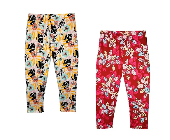 Girls Stylish Multicolored Polyester Regular Fit Capris Pack of 2