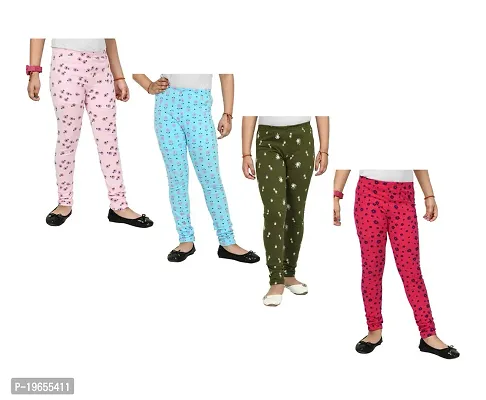 Fabulous Multicoloured Cotton Printed Leggings For Girls Pack Of 4