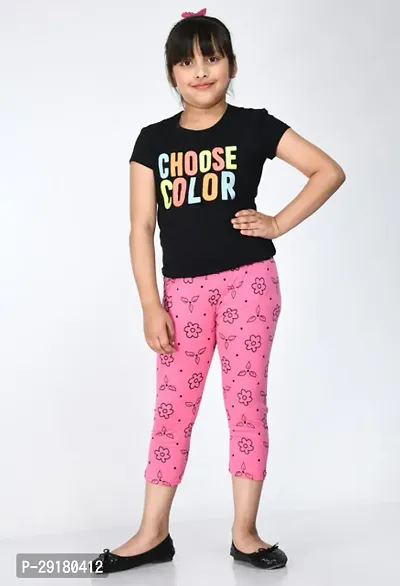 Fabulous Multicoloured Cotton Printed Capri For Girls Pack Of 2-thumb2