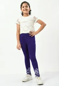 Stylish Purple Cotton Printed Leggings For Girl-thumb1