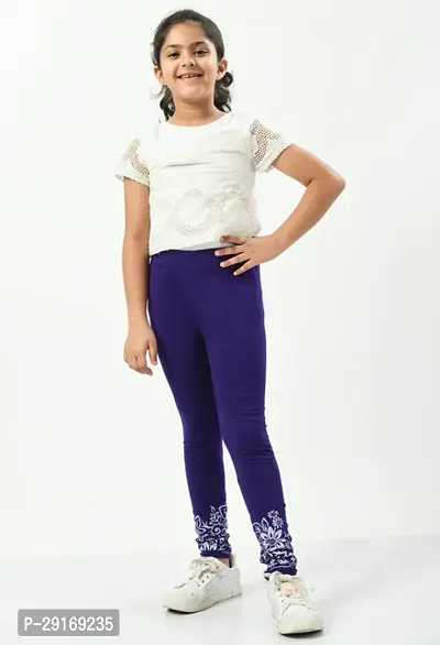 Stylish Purple Cotton Printed Leggings For Girl-thumb2