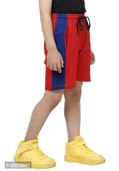 Stylish Red Cotton Solid Shorts For Boys-thumb0