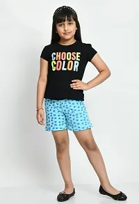 Fabulous Blue Cotton Printed Shorts Hot Pant For Girls-thumb1