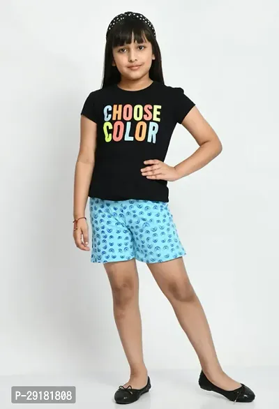 Fabulous Blue Cotton Printed Shorts Hot Pant For Girls-thumb2