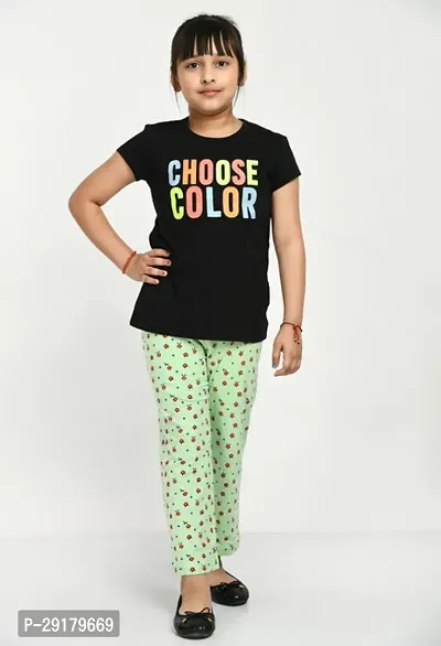 Stylish Multicoloured Cotton Printed Pyjama For Girl Pack Of 3-thumb2