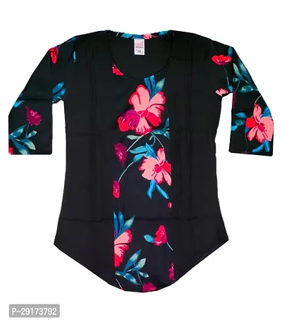 Stylish Black Crepe Printed Tops For Girls