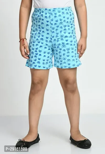 Fabulous Blue Cotton Printed Shorts Hot Pant For Girls