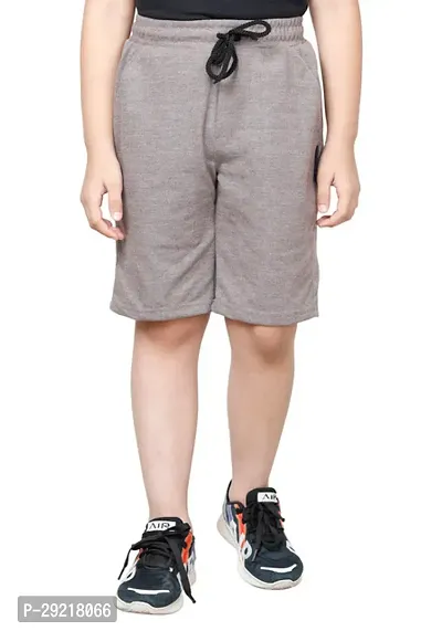 Elegant Grey Polyester Solid Shorts For Boys-thumb0