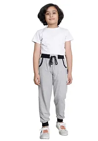 Charming Grey Cotton Solid Track Pant For Boys-thumb1