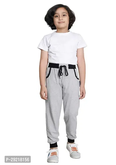 Charming Grey Cotton Solid Track Pant For Boys-thumb2