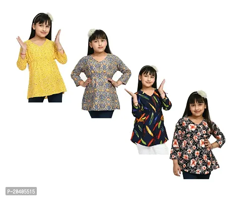 Beautiful Multicoloured Crepe Tops Pack Of 4-thumb0