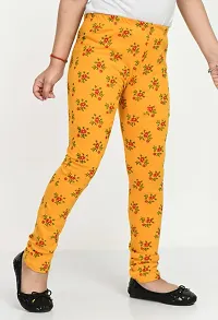 Stylish Yellow Cotton Printed Leggings For Girls-thumb3