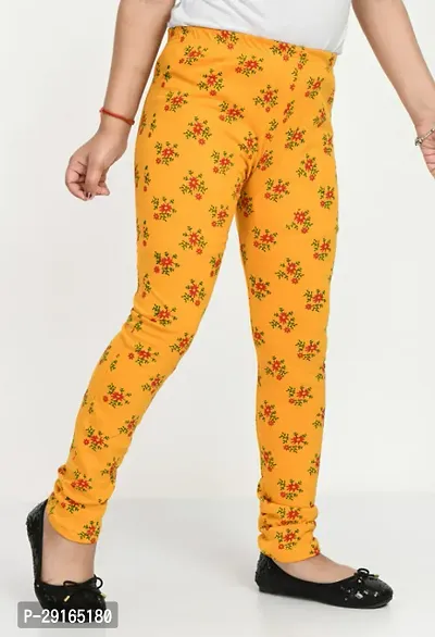 Stylish Yellow Cotton Printed Leggings For Girls-thumb4