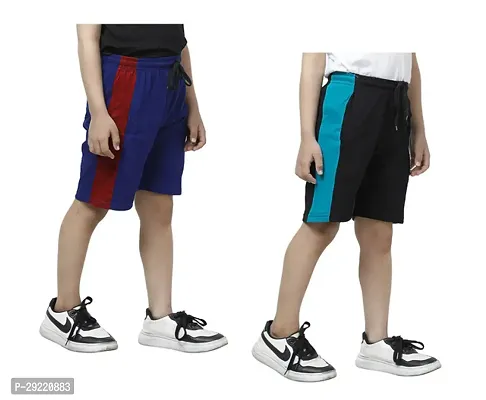 Stylish Multicoloured Cotton Solid Shorts For Boys Pack Of 2