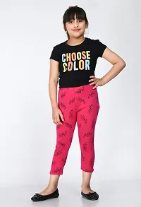 Fabulous Magenta Cotton Printed Capri For Girls-thumb1