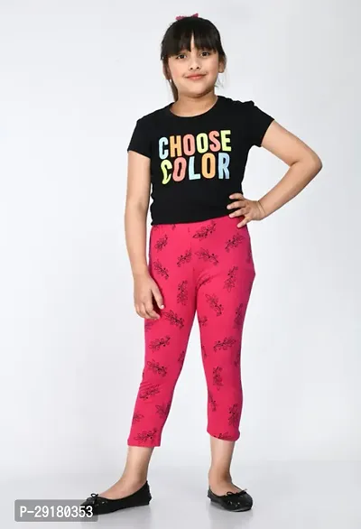 Fabulous Magenta Cotton Printed Capri For Girls-thumb2