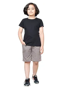 Elegant Grey Polyester Solid Shorts For Boys-thumb1