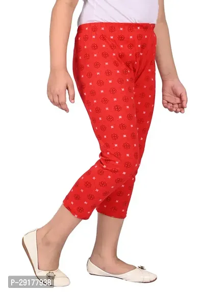 Fabulous Red Cotton Printed Capri For Girls-thumb4