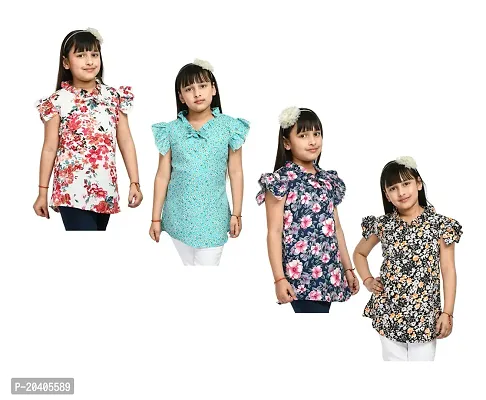 Beautiful Multicoloured Crepe Tops Pack Of 4