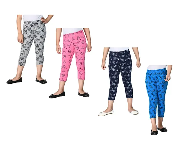 Girls Allover Capri 3/4th Pants Summer Wear Combo