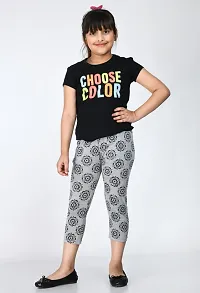 Fabulous Multicoloured Cotton Printed Capri For Girls Pack Of 2-thumb1