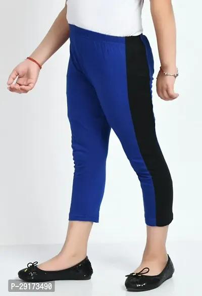 Stylish Blue Cotton Solid Capris For Girls-thumb5