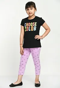 Stylish Pink Cotton Printed Capris For Girls-thumb1