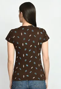 Stylish Brown Cotton Printed Tshirt For Women-thumb4